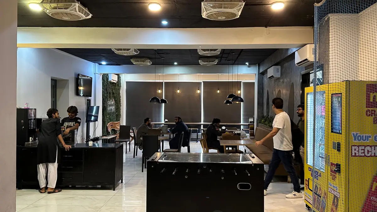 The cafeteria at WorkBench coworking in Lahore